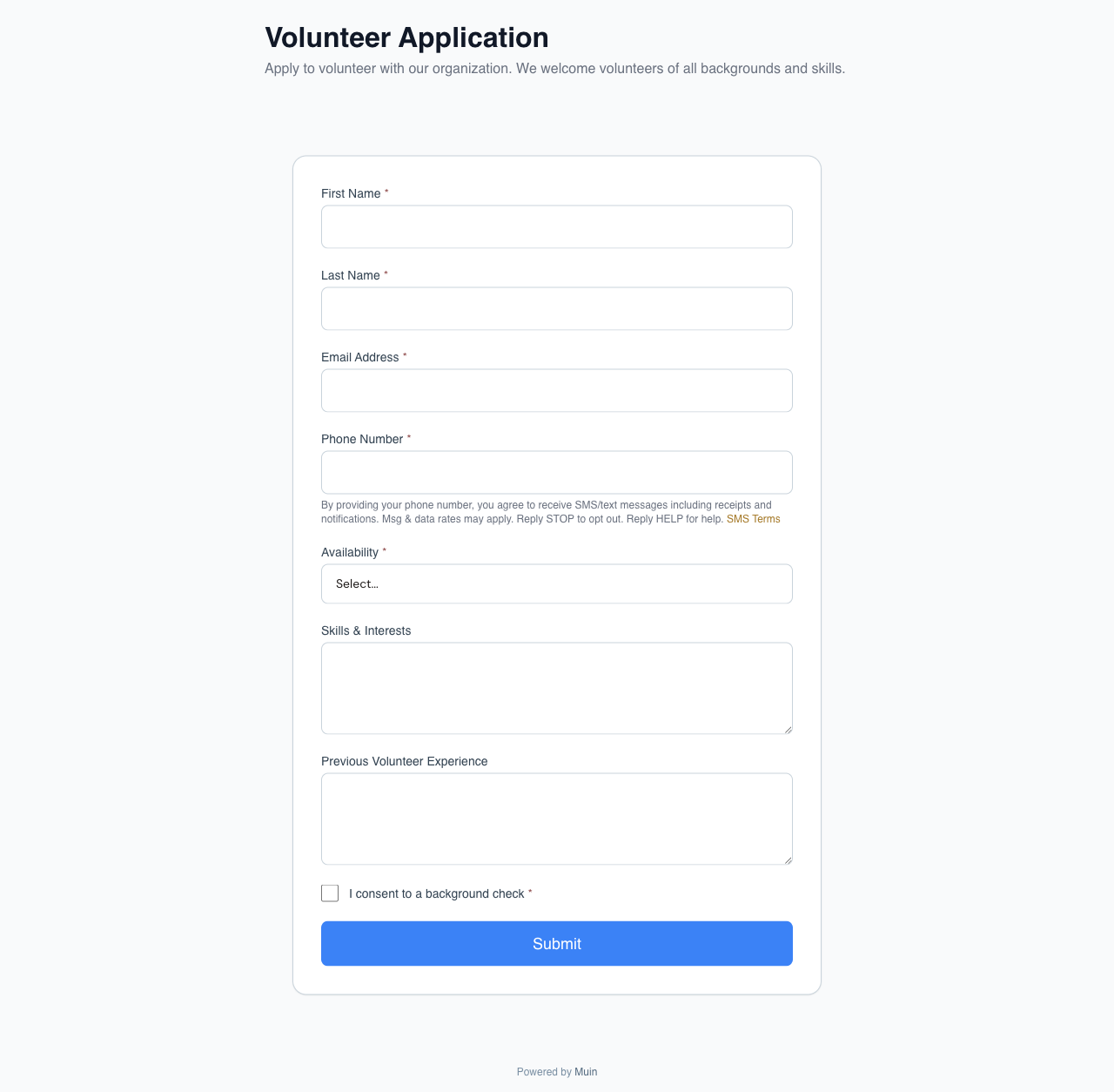Volunteer form