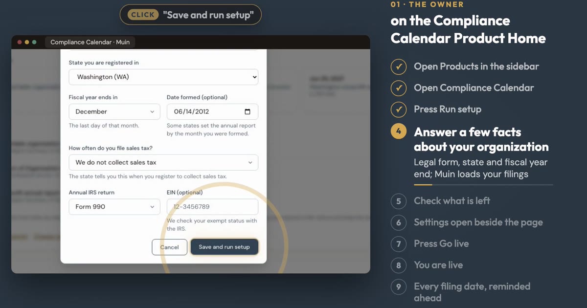 Set Up the Compliance Calendar