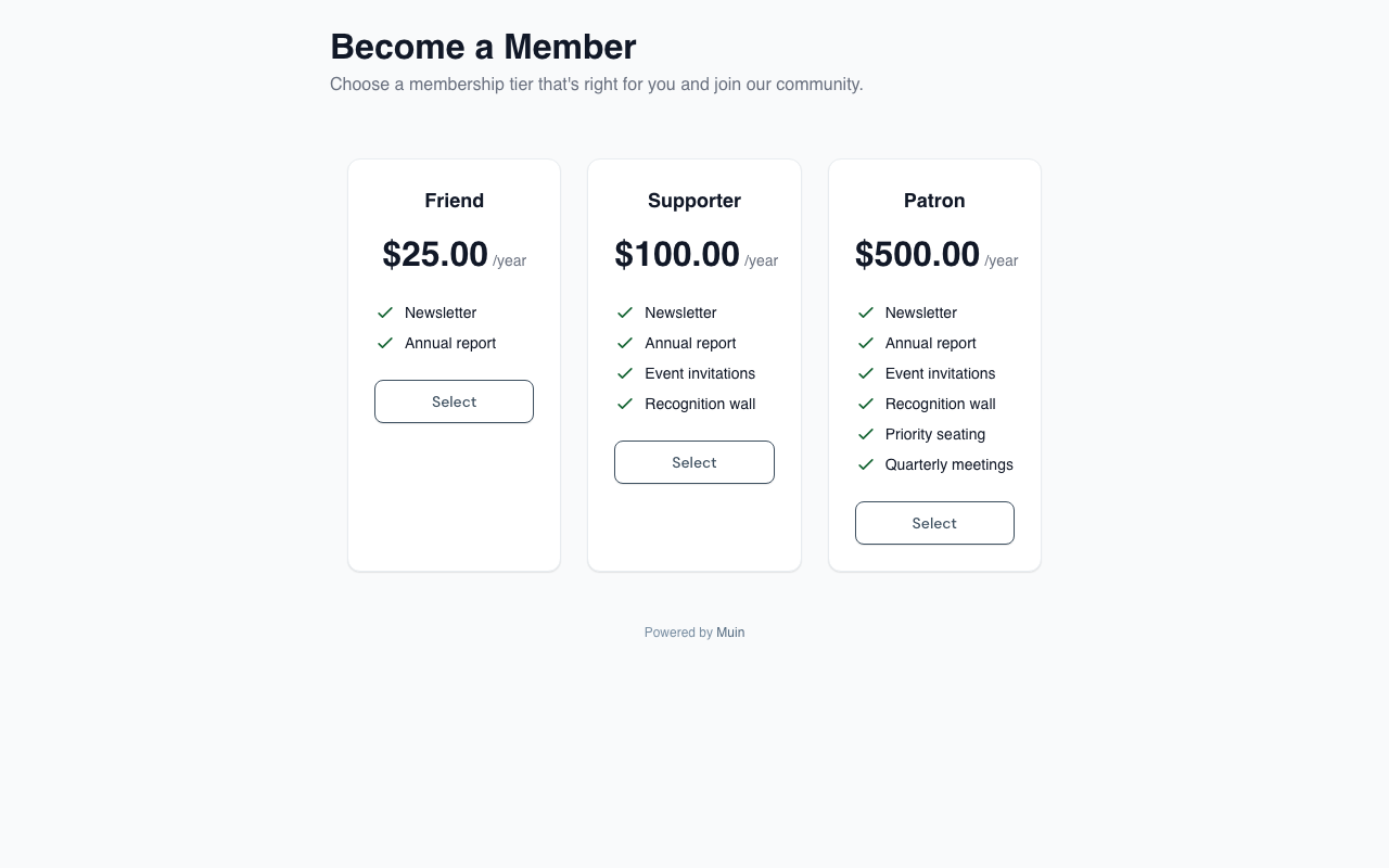 Membership enrollment portal