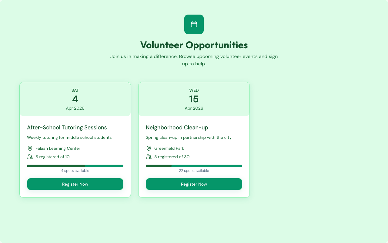 Volunteer self-service portal